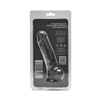 Loving Joy 7 Inch Realistic Silicone Dildo with Suction Cup and Balls Black Loving Joy