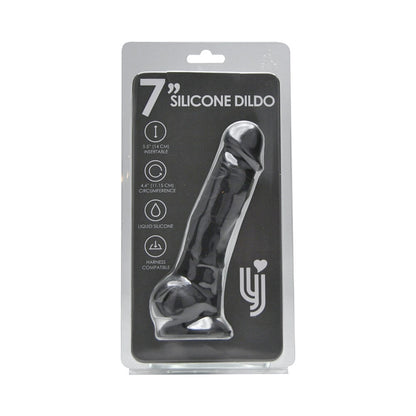 Loving Joy 7 Inch Realistic Silicone Dildo with Suction Cup and Balls Black Loving Joy