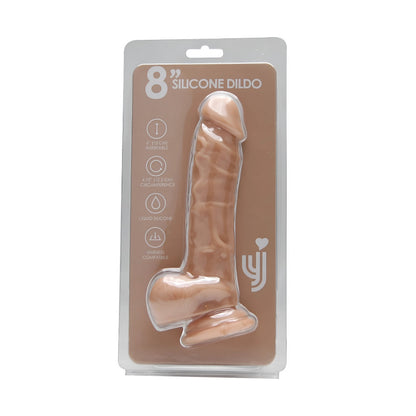 Loving Joy 8 Inch Realistic Silicone Dildo with Suction Cup and Balls Vanilla Loving Joy