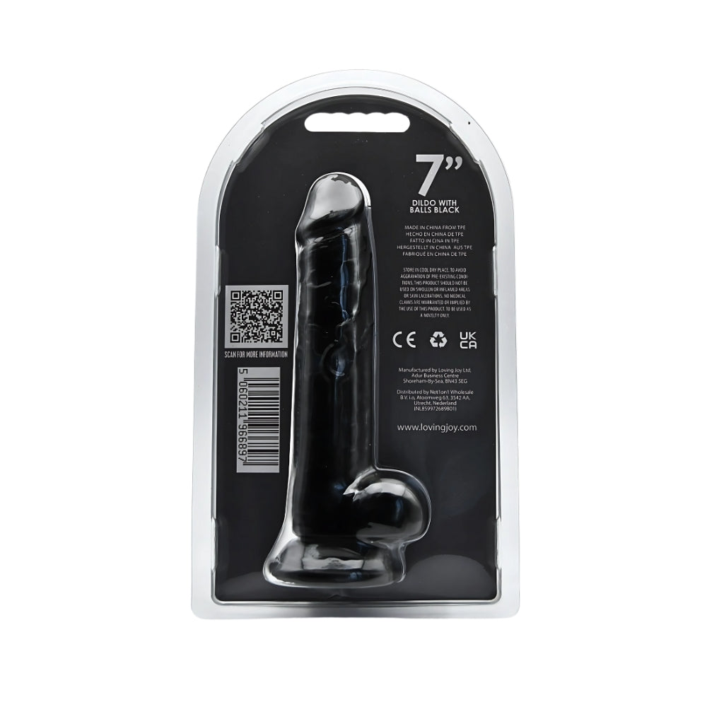 Loving Joy 7 Inch Dildo with Balls Black