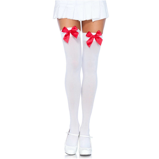 Leg Avenue Nylon Thigh Highs with Bow